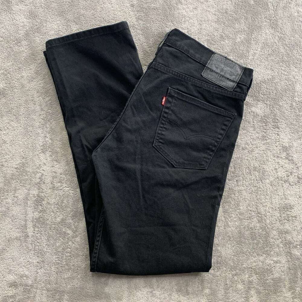 Levis 513 Slim Straight Jeans Mens 34x31” Black Denim Pants Casual Cotton Blend